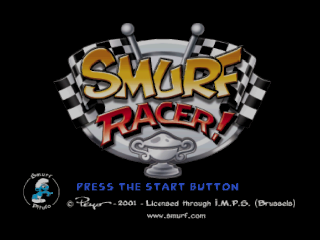 Smurf Racer title screen for Playstation